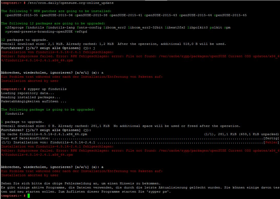 openSUSE rpm-Fehlermeldung
