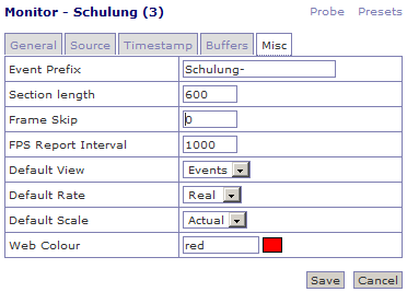 Zoneminder Monitor-Einstellungen